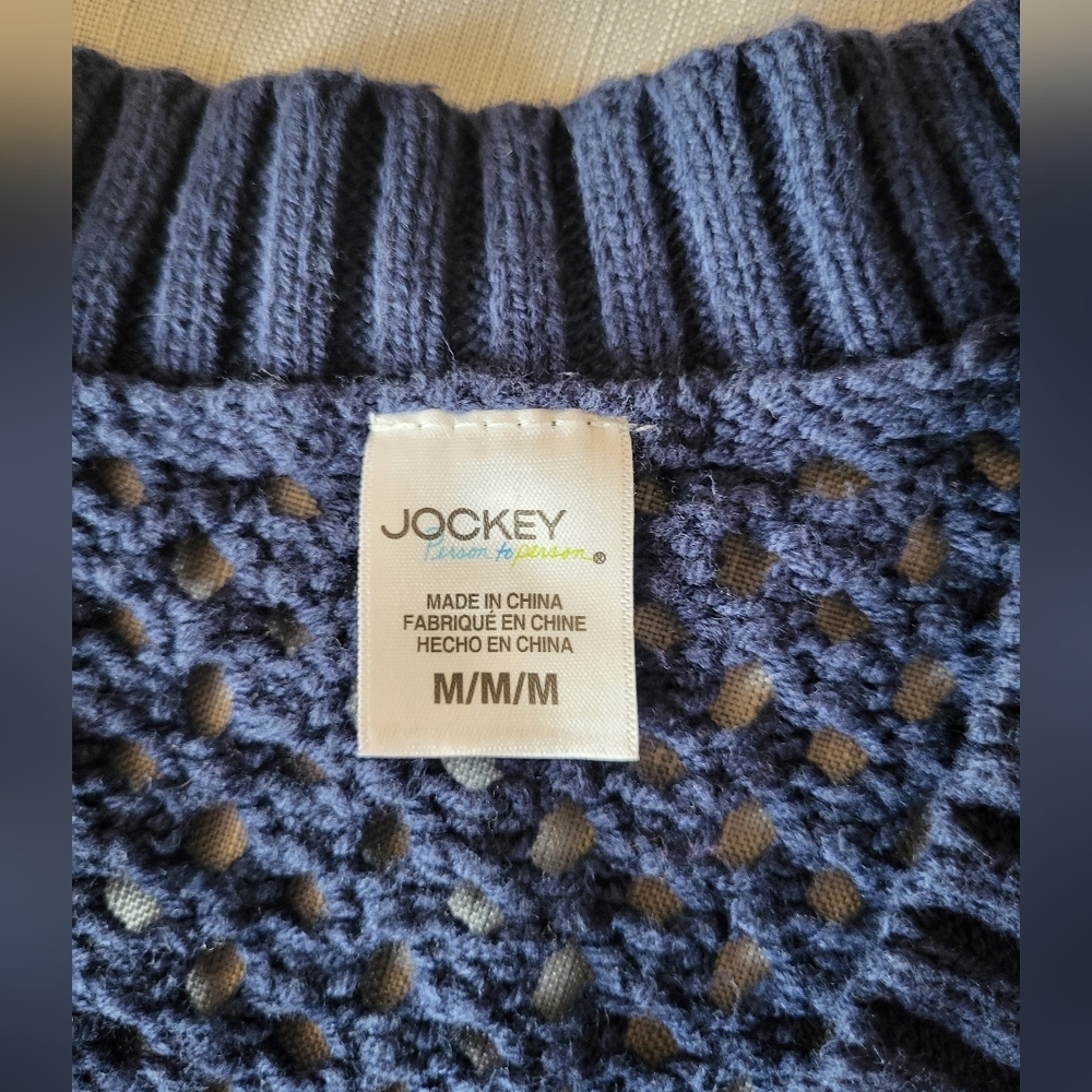 Jockey Deep Blue V-Neck Sweater, Size Medium - Picture 4 of 4